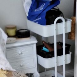 Make Up Storage Rolling Cart And Lil 2 Drawers Side Table 