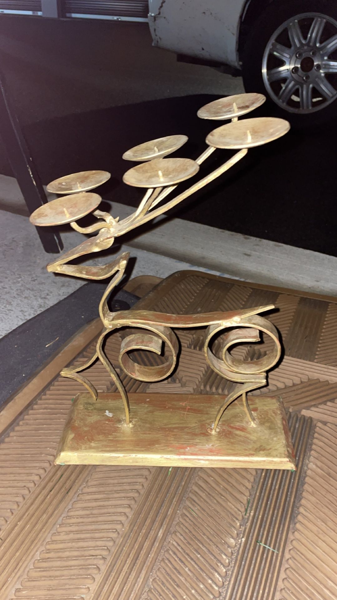 Brass Reindeer Candleholder