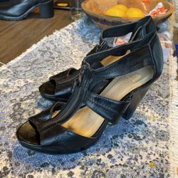 Black Leather summer Shoes Women 8