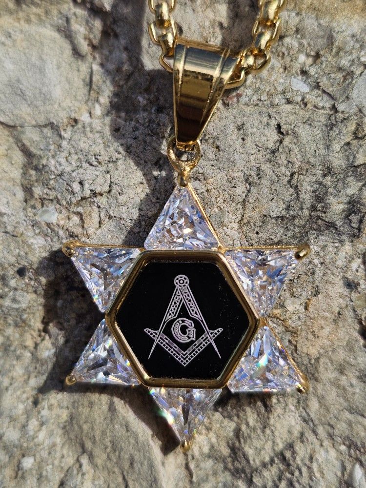 Masonic Charm With Chain. Stainless Steel