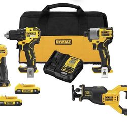Dewalt DCK427D2 20V MAX Brushless Lithium-Ion Cordless 4-Tool Combo Kit with 2 Batteries (2 Ah)