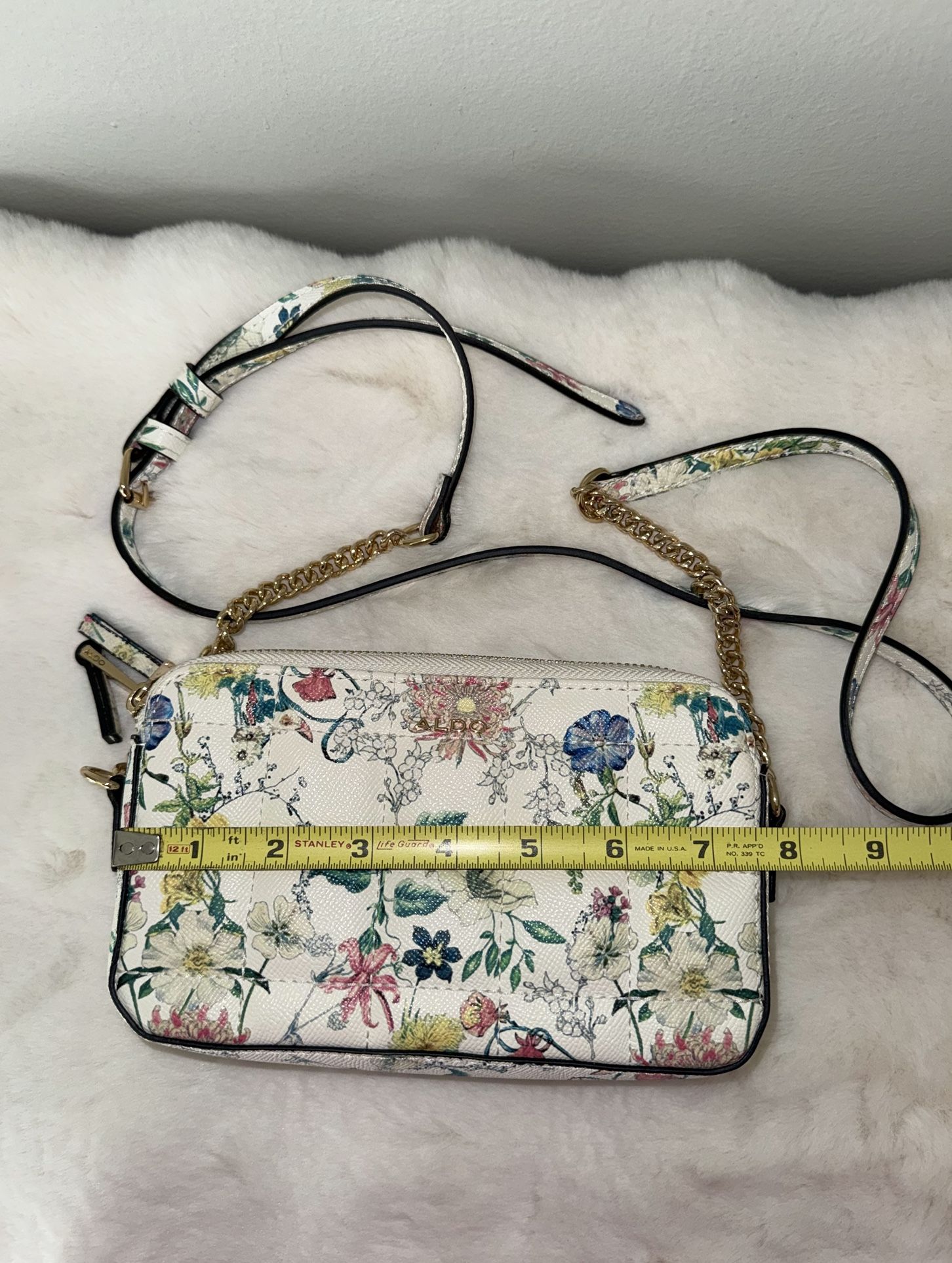 Aldo Floral Crossbody Strap 2 Side Purse Card Holder Keychain Gift Box Set