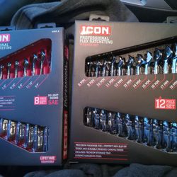 Icon Professional Flex Ratcheting Wrenches SAE & Metric 20 Piece