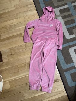 Nike Pink Velour Hoodie and Jogger Set Size 6 Little Girls