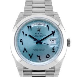 Men’s Platinum Day-Date  Arabic Dial Ice Blue Watch For Sale