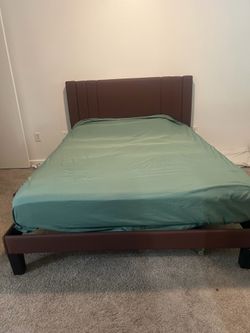 Queen frame, mattress and head board