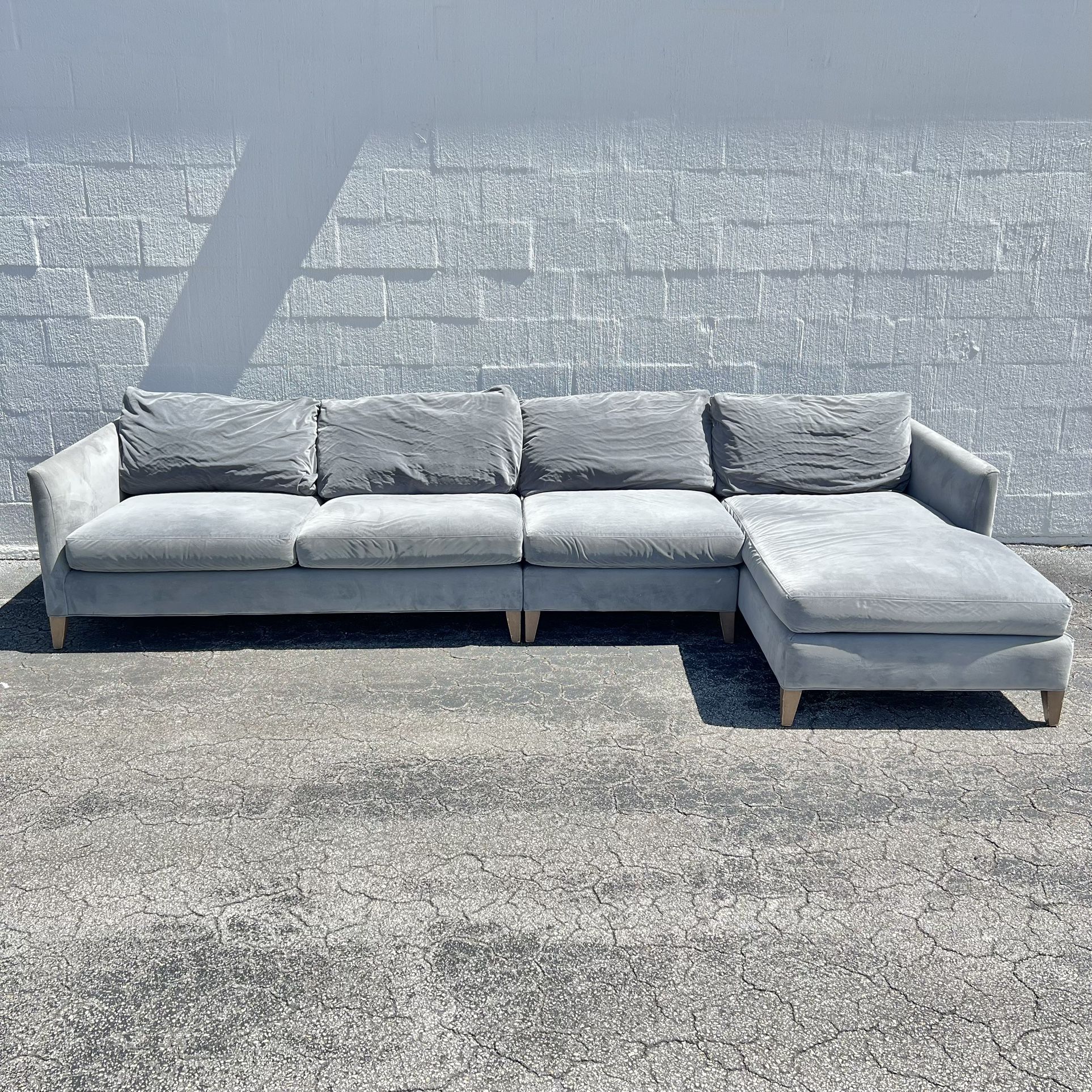 Crate & Barrel Gray Velvet Sectional Sofa π SAME DAY DELIVERY