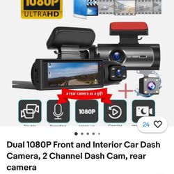 Dual 1080P Front and Interior Car Dash Camera, 2 Channel Dash Cam, rear camera