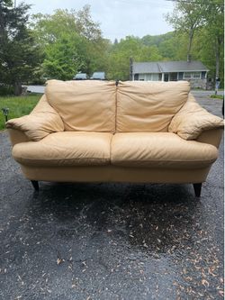 Beige Leather Couch
