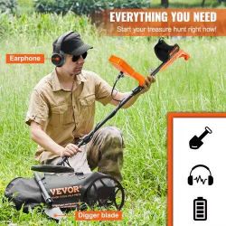 Waterproof Metal Detector, 12" Coil, Professional Rechargeable Gold Detector, 39-50 in Adjustable with LCD 7 Modes Advanced DSP Chip Bluetooth Headset
