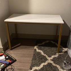 White Table With Gold Legs