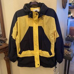 Vintage NIKE Yellow Black Women Hoodie Windbreaker Jacket Size Small