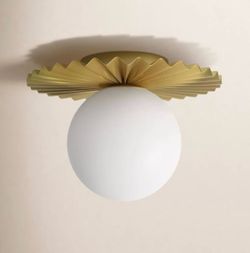 1-Light Milk Glass Pendant Light, 9.8" Sputnik Bubble Glass Chandelier Light Fixture, G9 Hand Blown Semi Flush Mount Ceiling Chandeliers Lighting for 