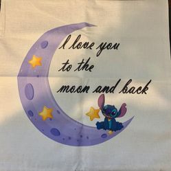 Stitch I Love You To The Moon And Back Pillow Throw Cover 18x18