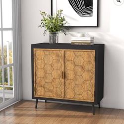Accent Cabinet Wood Storage Cabinets with 2 Doors & Shelves, Decorative Sideboard Buffet
