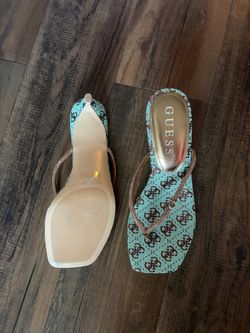 Guess Logo Print Heeled Sandals