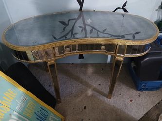 Vintage Glass Desk / Vanity