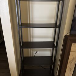 Dark Brown Ladder Bookshelf - 5 Shelves