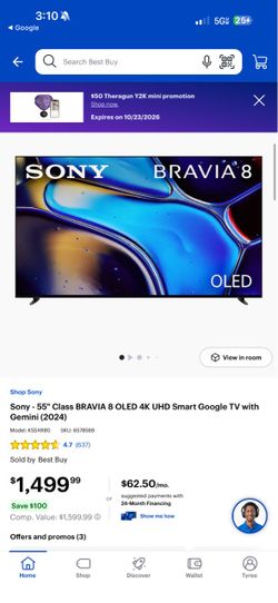 Sony - 55” Class BRAVIA 8 OLED 4K UHD Smart Google TV with Gemini (2024)