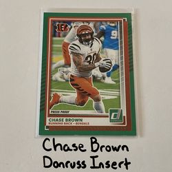 Chase Brown Cincinnati Bengals RB Donruss Short Print Insert Card.