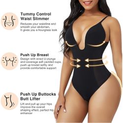 FeelinGirl Thong Shapewear Bodysuit for Women Tummy Control Body Shaper U Plunge Fajas Colombianas Waist Trainer Corset
