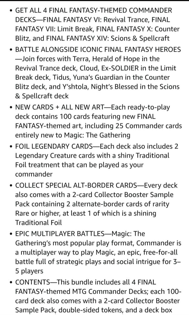 Magic The Gathering Final Fantasy Commander