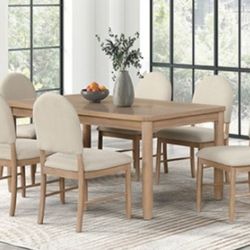 Brand New Natural & Beige 7pc Dining Table Set
