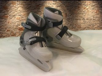 CCM Tyke ice skates Grey youth 8 to 11 size adjustable. Great Shape