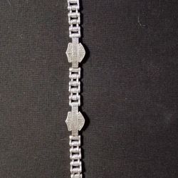 Vintage Harley Davidson 925 Sterling Silver Chain 8.75” Bracelet 