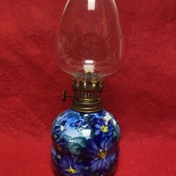 8 inches with Glass Handmade Hand painted Imported From Greece Ceramic Oil Lamp 