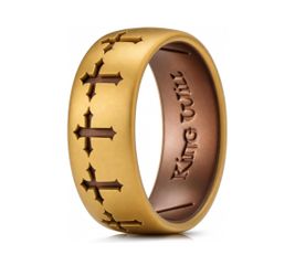 King Will 8mm Prayer Silicone Wedding Ring for Men 8mm Width, 2.3mm Thick, Lasered Print, Comfort Fit, Hypoallergenic, Gym & Sports