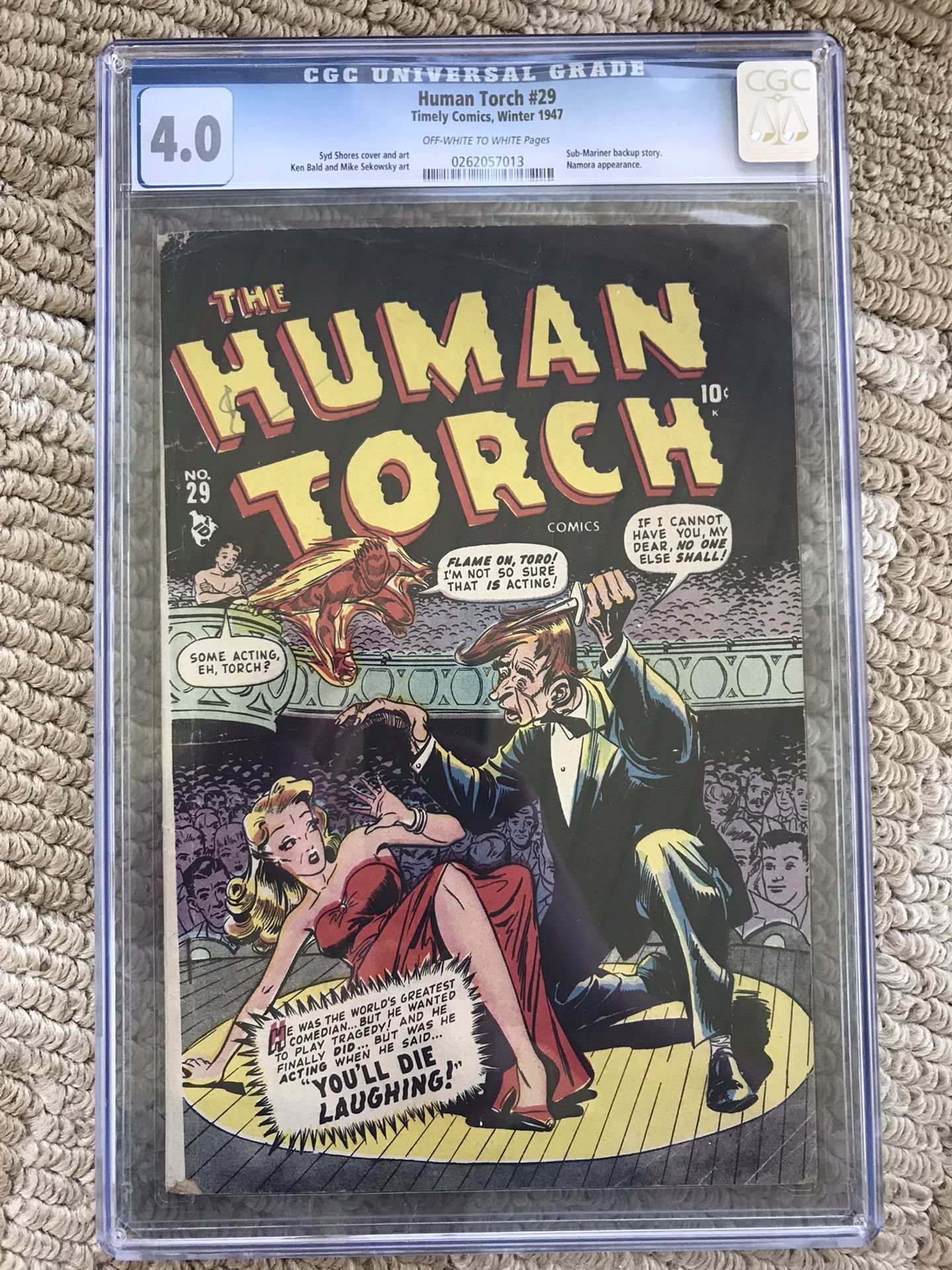 Human Torch #29 (1947) CGC 4.0 — O/w To White Pages; Submariner Backup; Namora