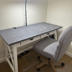 Desk, Chair, Desk Light And Chair Pad
