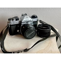 Asahi Pentax KX Film Camera W 50mm lens Plus Bonus Lens Retro Photography