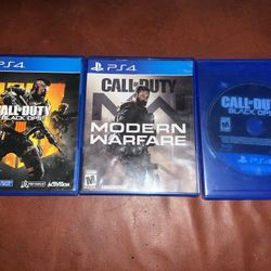 This is a used Lot If 3 Call of Duty: Black Ops 4 &,3 Modern Warfare, Sony PlayStation 4. Games.