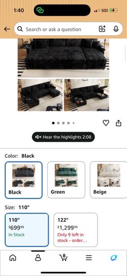BRAND NEW 110” U-SHAPED SLEEPER SECTIONAL — BLACK 🖤