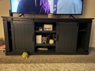 Farmhouse TV Stand with Sliding Barn Doors