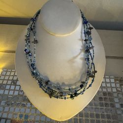 Vintage Boutique Czech Glass & Beaded Sterling Necklace, 18" 