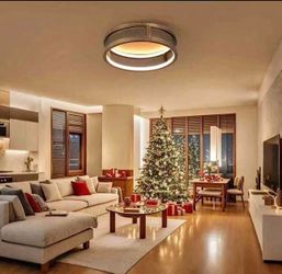 TOZING 15.7 in. Brass Farmhouse Flush Mount Ceiling Light w/Remote+APP Control