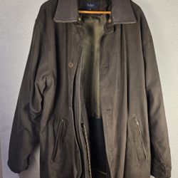 Turnbury Mens Chore Jacket Coat Leather Collar Detachable Lining 2XL Olive Green