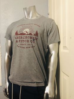 Men Abercrombie & Fitch Printed logo graphic tee color heather grey and burgundy size XXL pickup only