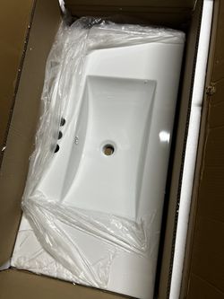 3 Hole 36 in. W x 18.25 in. D Classic Contemporary Rectangular Ceramic Single Sink Basin Vanity Top in White 