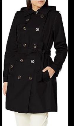 London Fog Black Trench Coat Size S