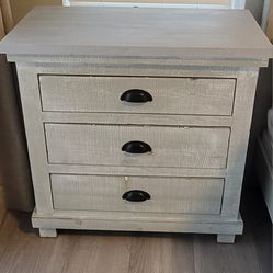 Farmhouse Rustic Nightstand w/ USB Charger