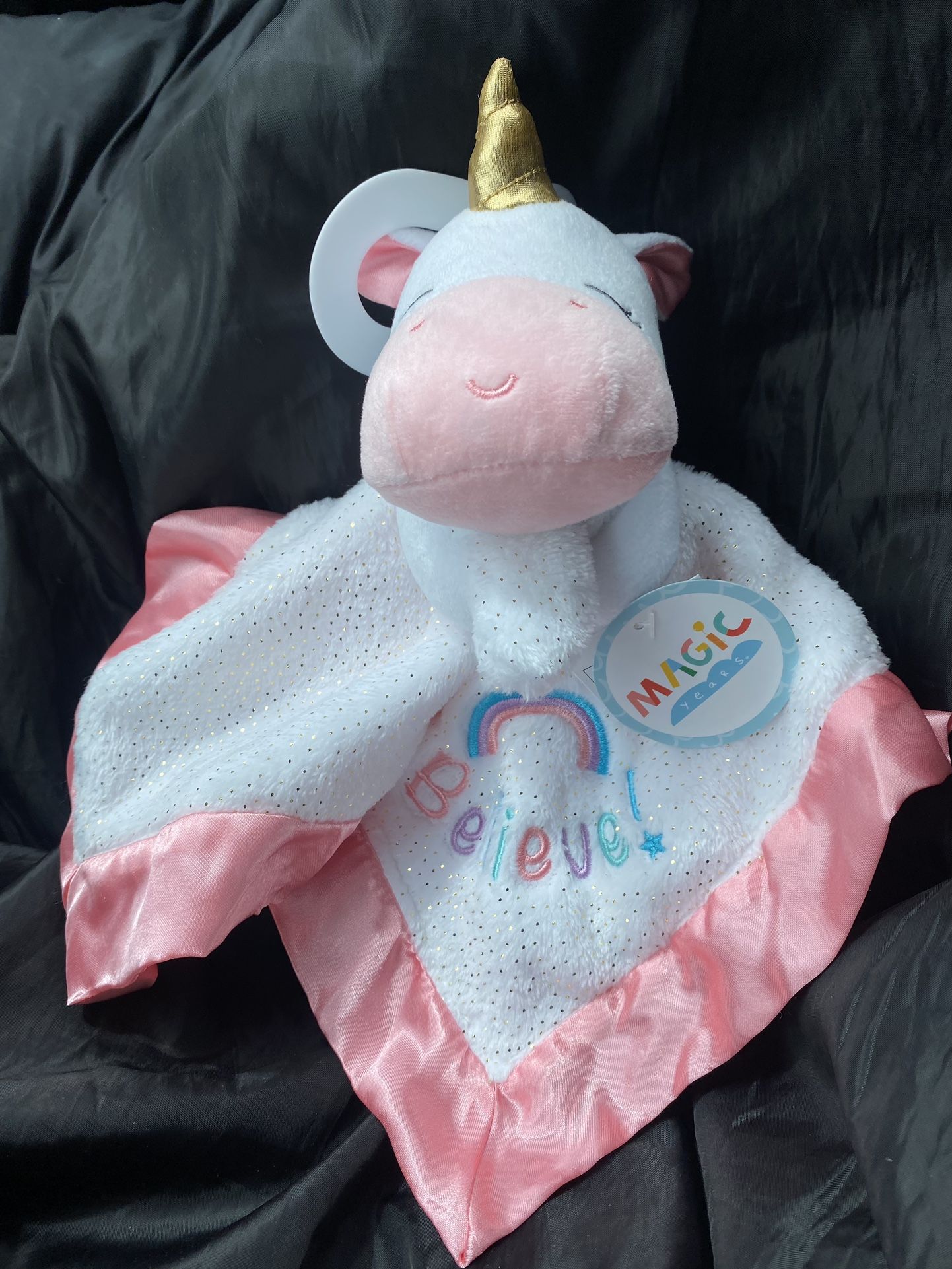 Magic Years 13" Unicorn Snuggle Buddies with Message and Rattle Crib toy