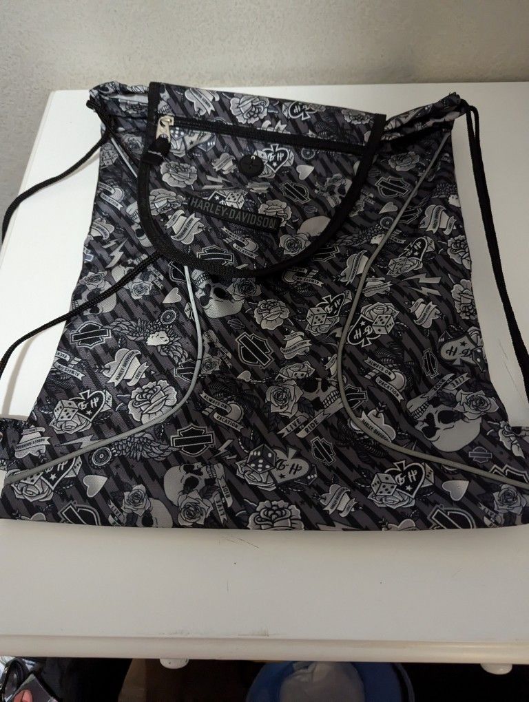 Harley Davidson Skull Drawstring Bag