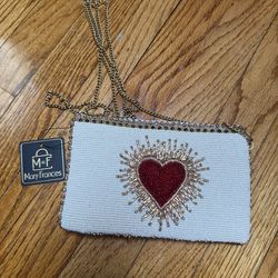 Mary Frances Beaded Heart Purse