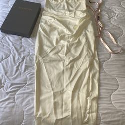 House Of  CB Flora Ivory Satin Corset Dress 