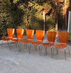 Vintage Mid Century Modern Bentwood Dining Chairs Set of 6 – Chrome