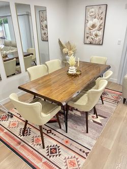 Live Edge Wood Dining Table with 6 Chairs